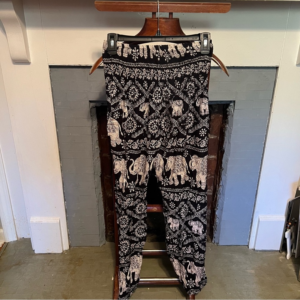 Black and White Elephant Print Pants
